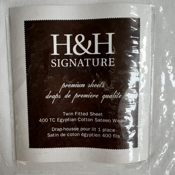 H&H Signature Premium Sheet Twin Fitted 400 ct Egyptian Cotton Sateen Solid NEW - Picture 2 of 3